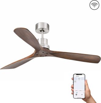 Faro Barcelona Ventilador sin luz madera de pino nogal 132x132x33 cm