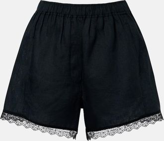 Ganni Lace-trimmed linen shorts