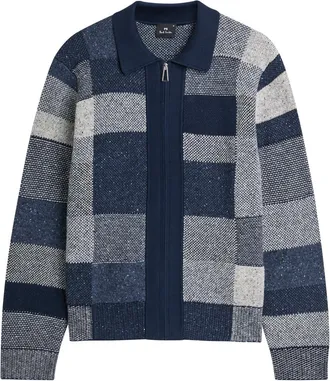 Paul Smith Patchwork Knit Cardigan - Blue - XL