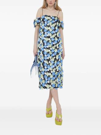 Stine Goya Midi-jurk verfraaid met bloemen - Zwart