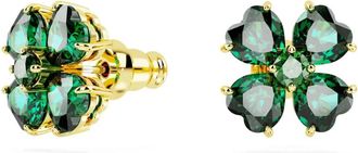 Swarovski Dames Oorbellen Geluksklaver Groen Idyllia 5666236 - Dames - Oorbellen - Geel - ONE Size - Accessoires