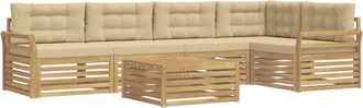 vidaXL Conjunto De Sof&aacute;s De Exterior 6 Uds. Y Beige Poli&eacute;ster Vidaxl