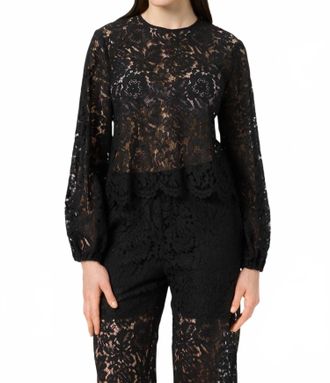 Soaked In Luxury Slhanni Round Neck Lace Blouse In Black