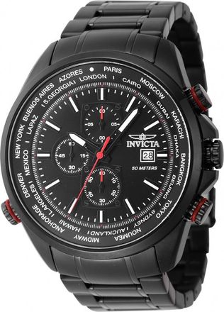 Invicta Aviator Chronograph Quartz Black Dial Mens Watch 47820
