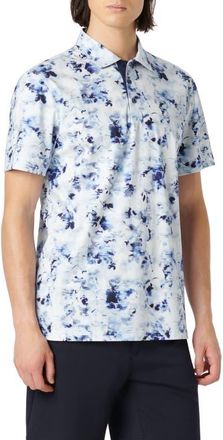Bugatchi Hendrix Digital Watercolor Print Pima Cotton Polo in Classic Blue at Nordstrom, Size Xx-Large