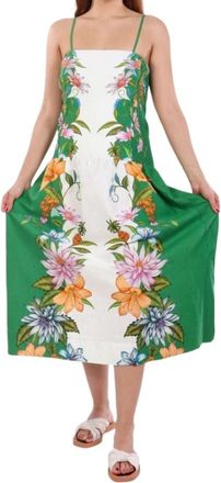 Farm Rio Sweet Bloom Dreamscape Midi Jurk - Dames - Casual kleedjes - Veelkleurig - L - Linnen - Kleedjes