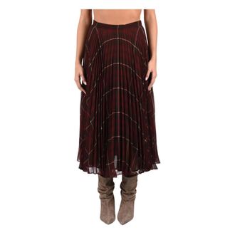 Max Mara Falda midi de cuadros con pliegues - Skirts - Mujer - Rojo - XS