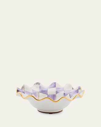 MacKenzie-Childs Plum Check Fluted Ceramic Breakfast Bowl