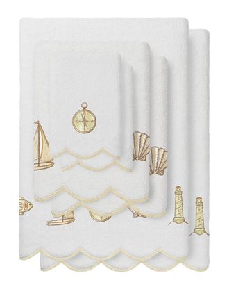 Linum Home Textiles 100% Turkish Cotton Sea Joy Scallop 6Pc Embellished Towel Set