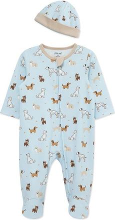 Little Me Dog Show Cotton Footie & Hat Set in Blue at Nordstrom, Size Newborn