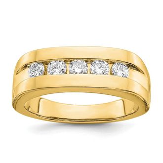 Diamond2Deal 10k Gold Lab Grown Diamond 5-Stone Band Ring 3/4Ct Clarity- VS Color- G-H