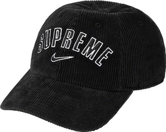 SUPREME x Nike Arc Corduroy 6-Panel Cap Black White DM9047-010