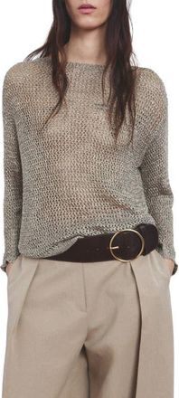 Mango Luli Jersey Open Stitch Sweater in Khaki Green at Nordstrom, Size X-Small