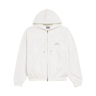 Balenciaga Heren, Sweatshirts & Hoodies, Wit, Maat: L Zijde