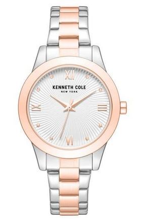 Kenneth Cole Classic Two-Tone Bracelet Watch, 36mm in Two-Tone/White at Nordstrom Rack