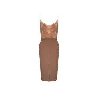 Elisabetta Franchi Midi Jurk - Dames - Jurken - Bruin - Maat: M Polyamide
