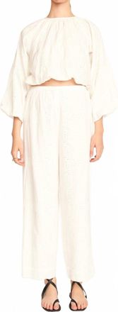 Mirth Andaman Bubble Top In White Marine Eyelet