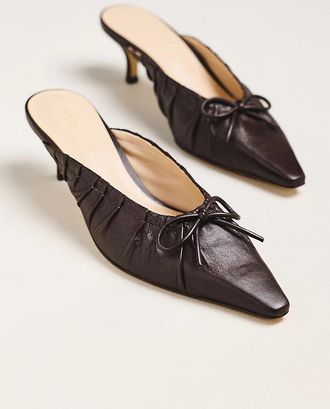 Maeve Cinched Bow Kitten Heel Mules