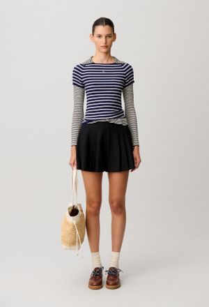 Claudie Pierlot Short &eacute;vas&eacute; pliss&eacute; noir