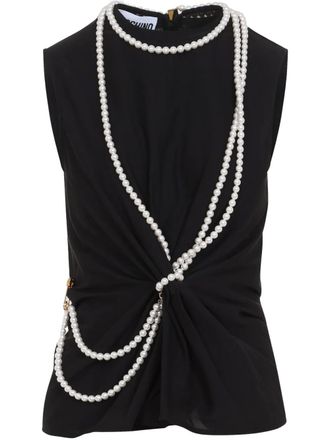 Moschino pearl-detailing top - Black