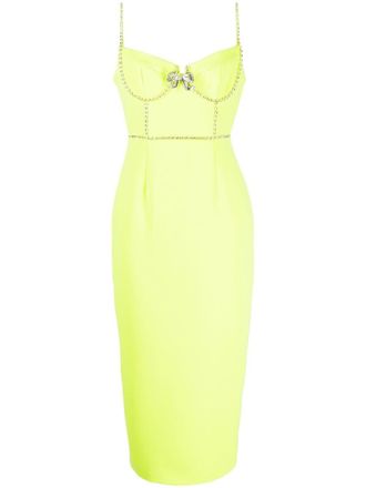 Self Portrait Abito midi con strass - Giallo