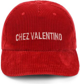 Valentino Garavani Red Cotton Chez Valentino Baseball Hat-Uomo