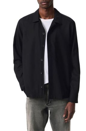 Rag & Bone Hyde Wool Blend Piqu&eacute; Button-Up Shirt Jacket in Black at Nordstrom, Size Medium