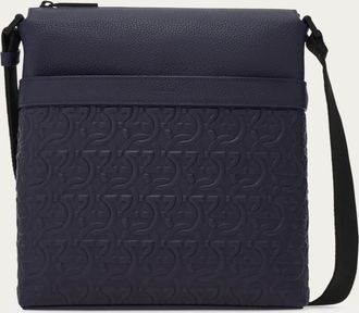 Ferragamo Uomo Borsa messenger con goffratura Gancini Blu