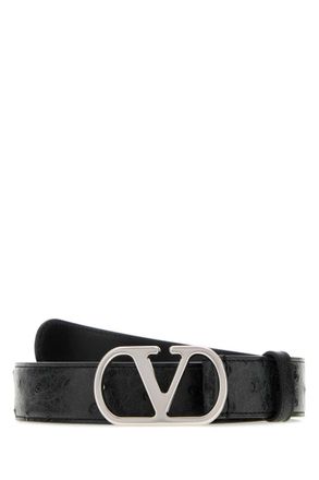 Valentino Garavani Black VLogo Signature Textured Belt
