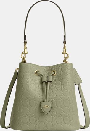 Coach Womens Rowan Bucket Bag In Signature Leather - Green - One Size