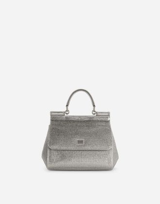 Dolce & Gabbana Kim Medium Sicily Handbag - Woman Handbags Silver Viscose Onesize
