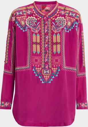 Johnny Was Selina Embroidered Silk Tunic