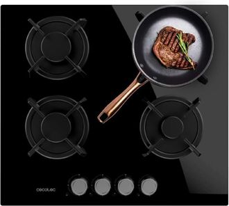 Cecotec Cecotec Placa De Gas Bolero Squad Gn 4200s Glass Black. 8 Kw, 4 Fuegos, Preparada Para Gas Natural, Cristal Negro, Parrillas