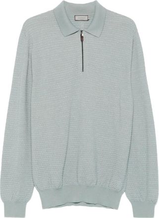 Canali Poloshirt met hals met rits - Groen
