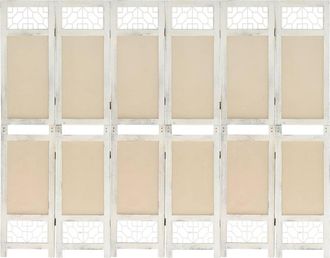 vidaXL Biombo Divisor De 6 Paneles De Tela Color Crema 210x165 Cm Vidaxl