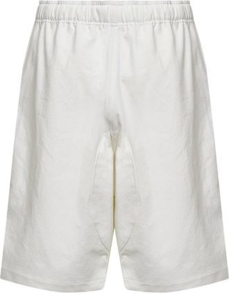 STUDIO NICHOLSON Mens Salt Slub Cotton Twill Bermuda Shorts White