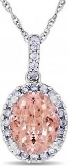 Allurez Morganite & Halo Diamond Pendant Necklace in 14k White Gold 2.84ct