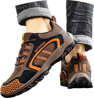 Generic Mens Running Trainers - Mens Lightweight Hiking Sneakers for Outdoor Trekking Comfortable Non Slip Water Running Walking Footwear Brown