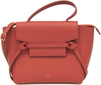 Celine Belt Bag Textured Leather Red Leather Handbag (Pre-Owned)