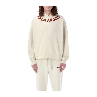 Palm Angels Hoodies, male, Beige, Size: XL Seasonal Logo Hoodie