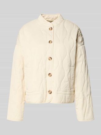 Jake*s Casual Steppjacke aus Lyocell-Baumwoll-Mix mit Stehkragen in Ecru, Gr&ouml;&szlig;e L