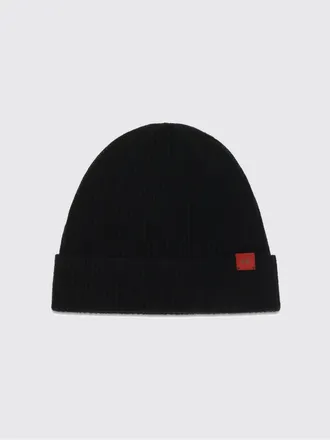 Kiton Beanie a coste in lana merino con logo applicato e risvolto