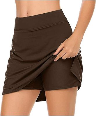 Generic Tennis Skirt with Shorts for Women - Skirt with Shorts Underneath Athletic High Rise Waisted Stretch Elasticated Waist Running Skirts Skorts Lightweig