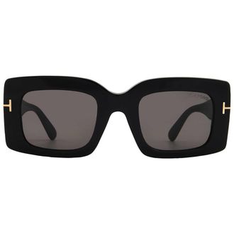 Tom Ford Brigitta Smoke Rectangular Ladies Sunglasses FT1188 01A 50