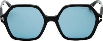 Tom Ford Womens Tom Ford Romy Smoke Hex Lens Shiny Black Sunglasses - Size: ONE size