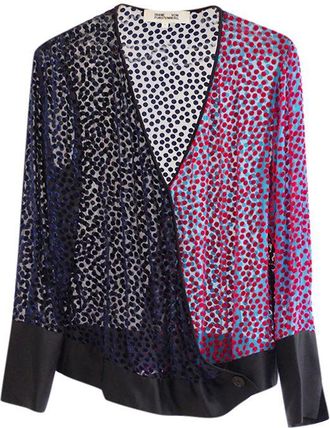 Diane Von F&uuml;rstenberg Multicolour Polka Dot Devore Velvet Blouse Size S