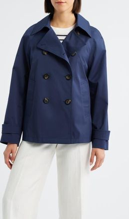 Michael Kors Short Double Breasted Raincoat in Midnight at Nordstrom, Size X-Small