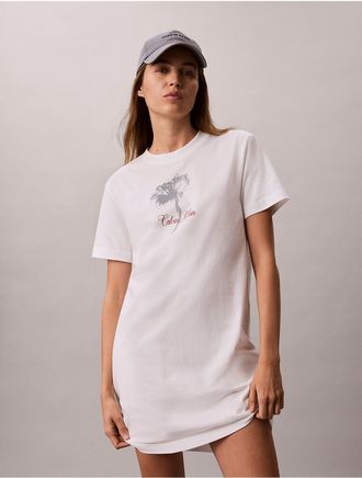 Calvin Klein Jeans Calvin Klein Womens Floral Graphic Mini T-Shirt Dress - White - XL