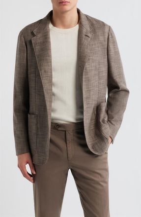 Canali Bruma Trim Fit Light Brown M&eacute;lange Cotton & Wool Blend Sport Coat at Nordstrom, Size 43 Us