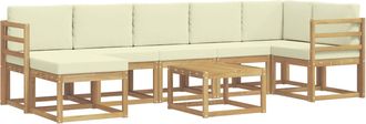 vidaXL Conjunto De Sof&aacute;s De Exterior 8 Uds. Blanco Y Crema Poli&eacute;ster Vidaxl